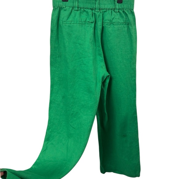 Magaschoni Vibrant Grass Green Wide-Leg Linen Pants Size S/P - Picture 3 of 8